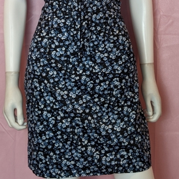 PrettyLittleThing Floral Blue Puff Sleeve Cut Out Front Mini Dress size 10 - Picture 3 of 7